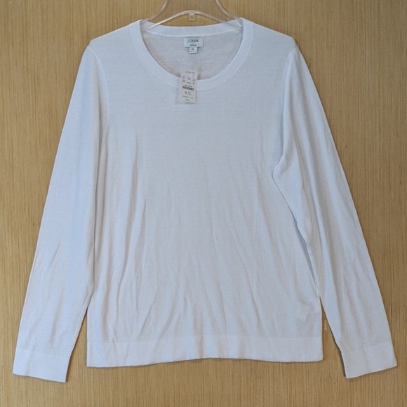 J.Crew Sweaters - J.Crew Teddie Sweater Womens XL White Long Sleeve Cotton Knit Top L1561 NEW